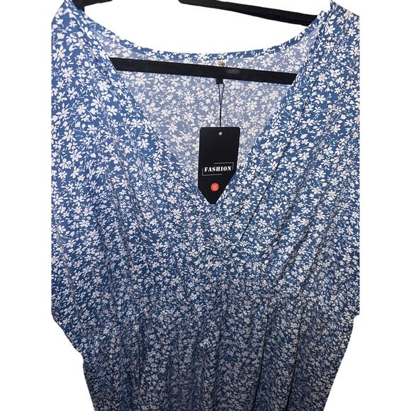 3X Plus Size Kojooin V Neck Wrap Top Maxi Dress Ruffle Flutter Sleeves NWT - Picture 3 of 5